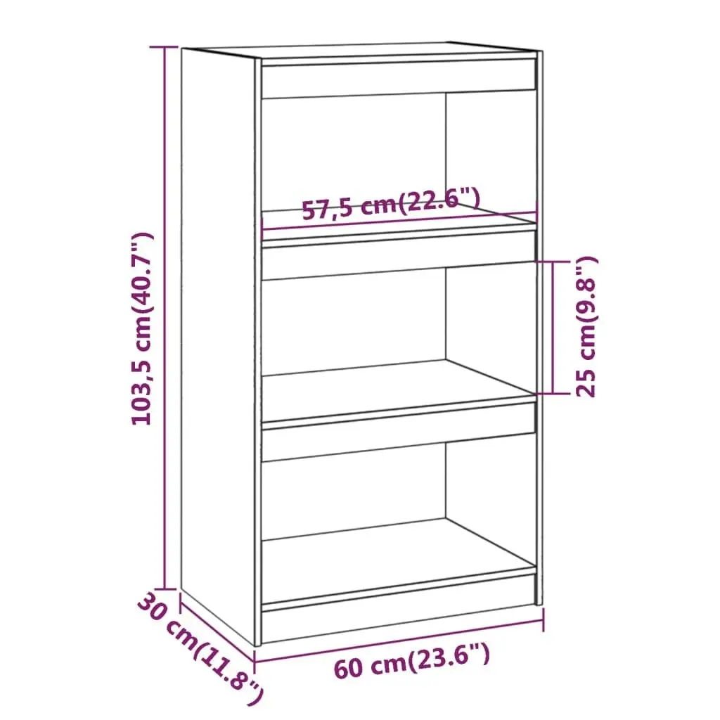 Book Cabinet/Room Divider Black 60x30x103.5 cm Solid Wood Pine 808167