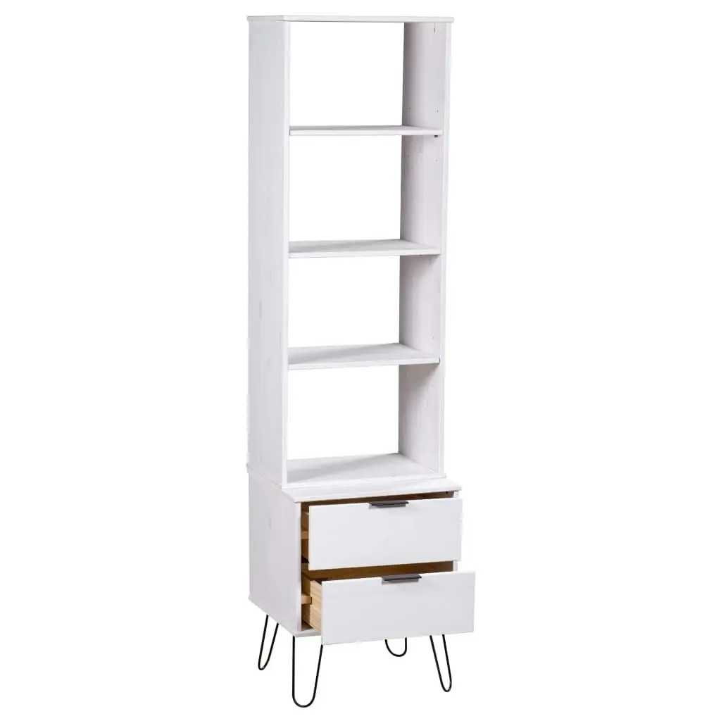 Book Cabinet "New York" White Solid Pine Wood 321141