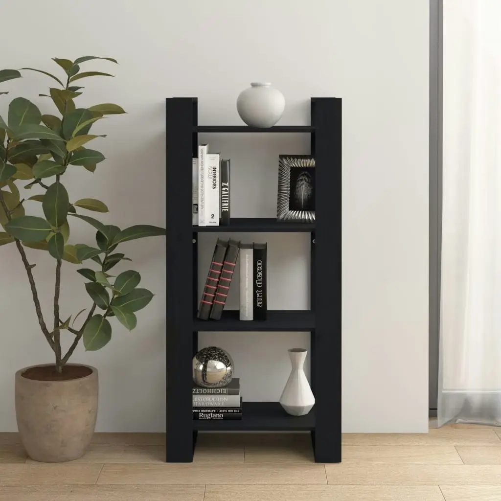 Book Cabinet/Room Divider Black 60x35x125 cm Solid Wood 813888