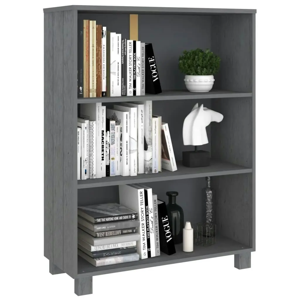 Book Cabinet "HAMAR" Dark Grey  85x35x112 cm Solid Wood Pine 340486