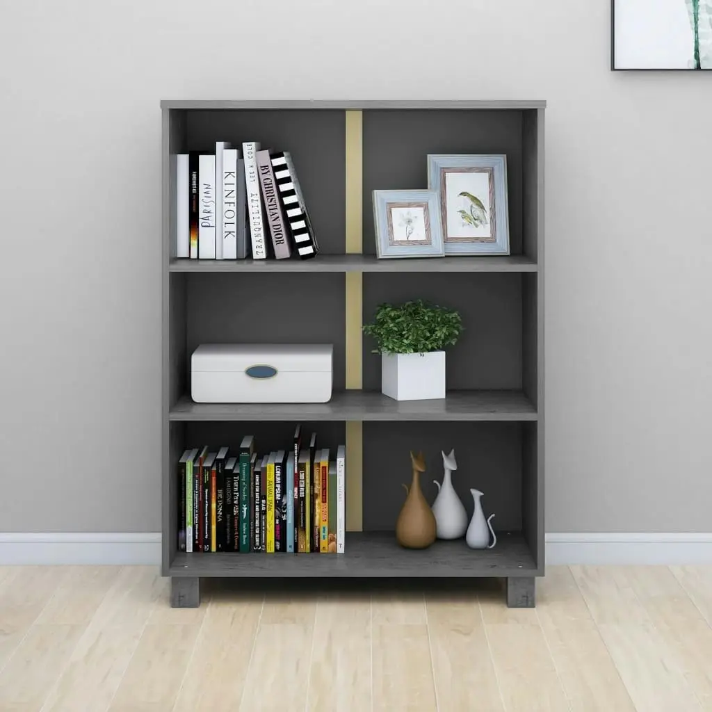 Book Cabinet "HAMAR" Dark Grey  85x35x112 cm Solid Wood Pine 340486