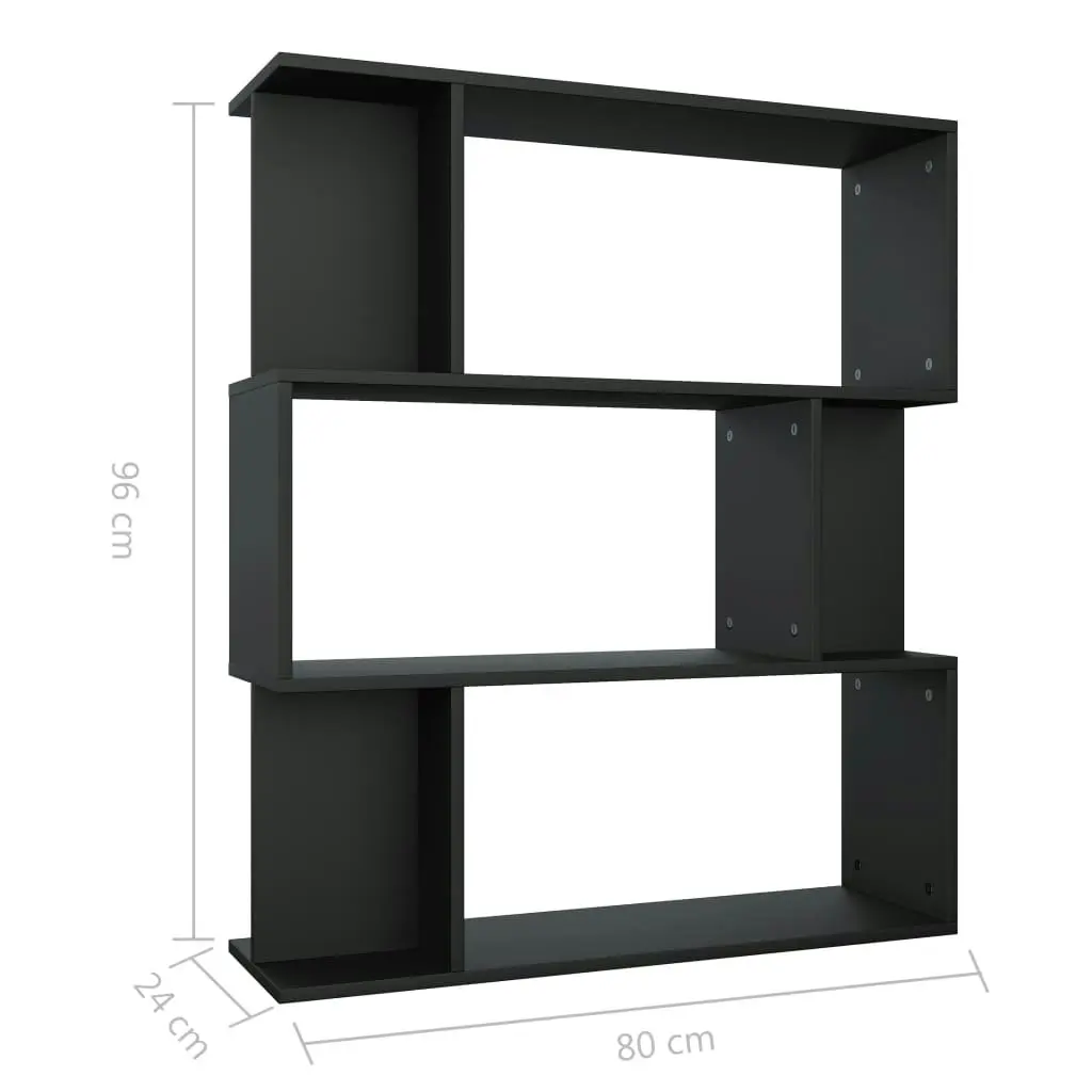 Book Cabinet/Room Divider Black 80x24x96 cm Engineered Wood 800082