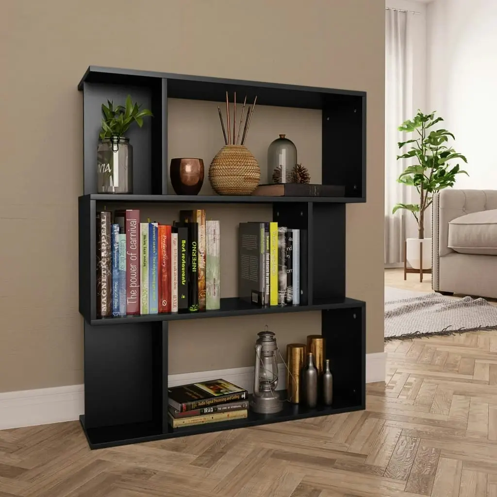 Book Cabinet/Room Divider Black 80x24x96 cm Engineered Wood 800082