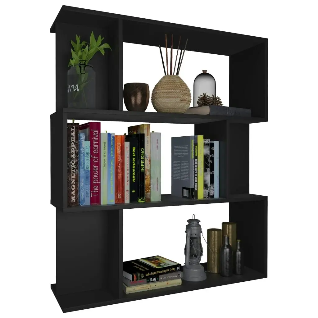 Book Cabinet/Room Divider Black 80x24x96 cm Engineered Wood 800082