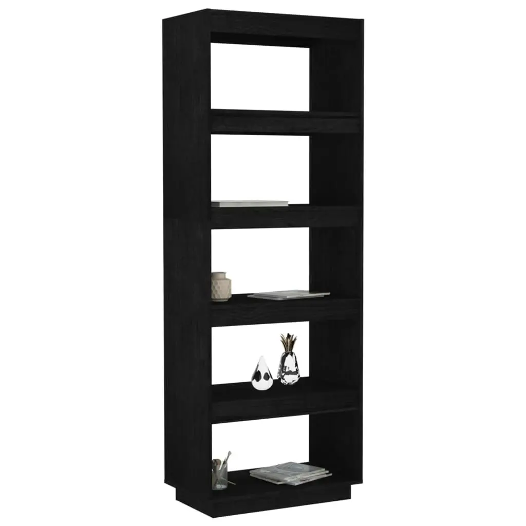 Book Cabinet/Room Divider Black 60x35x167 cm Solid Pinewood 810878