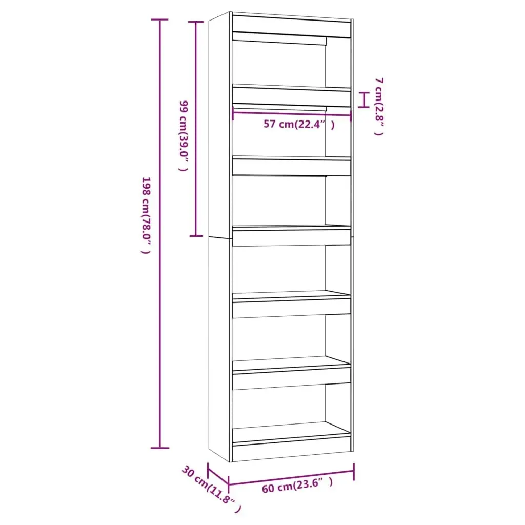 Book Cabinet/Room Divider Black 60x30x198 cm 811683