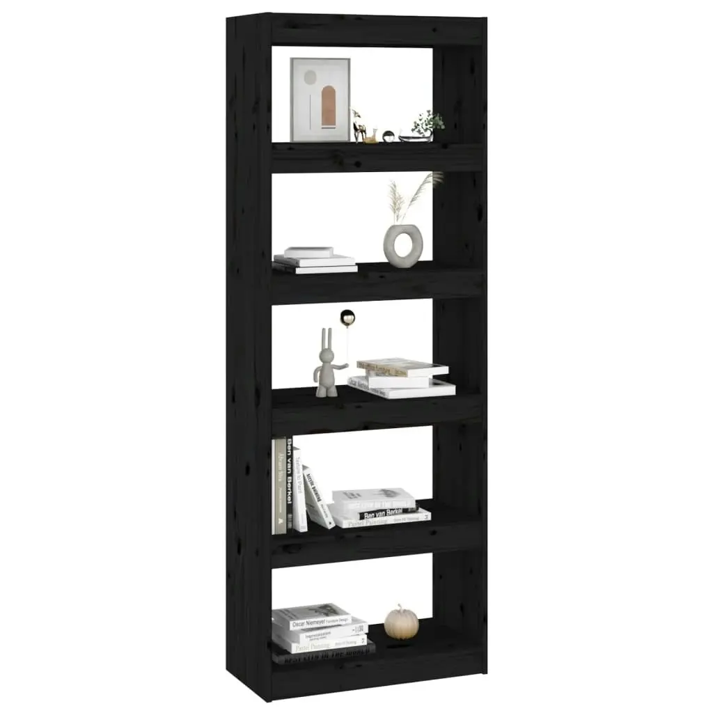 Book Cabinet/Room Divider Black 60x30x167.5 cm Solid Wood Pine 808177