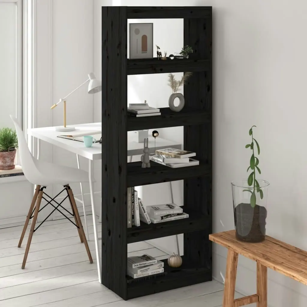 Book Cabinet/Room Divider Black 60x30x167.5 cm Solid Wood Pine 808177