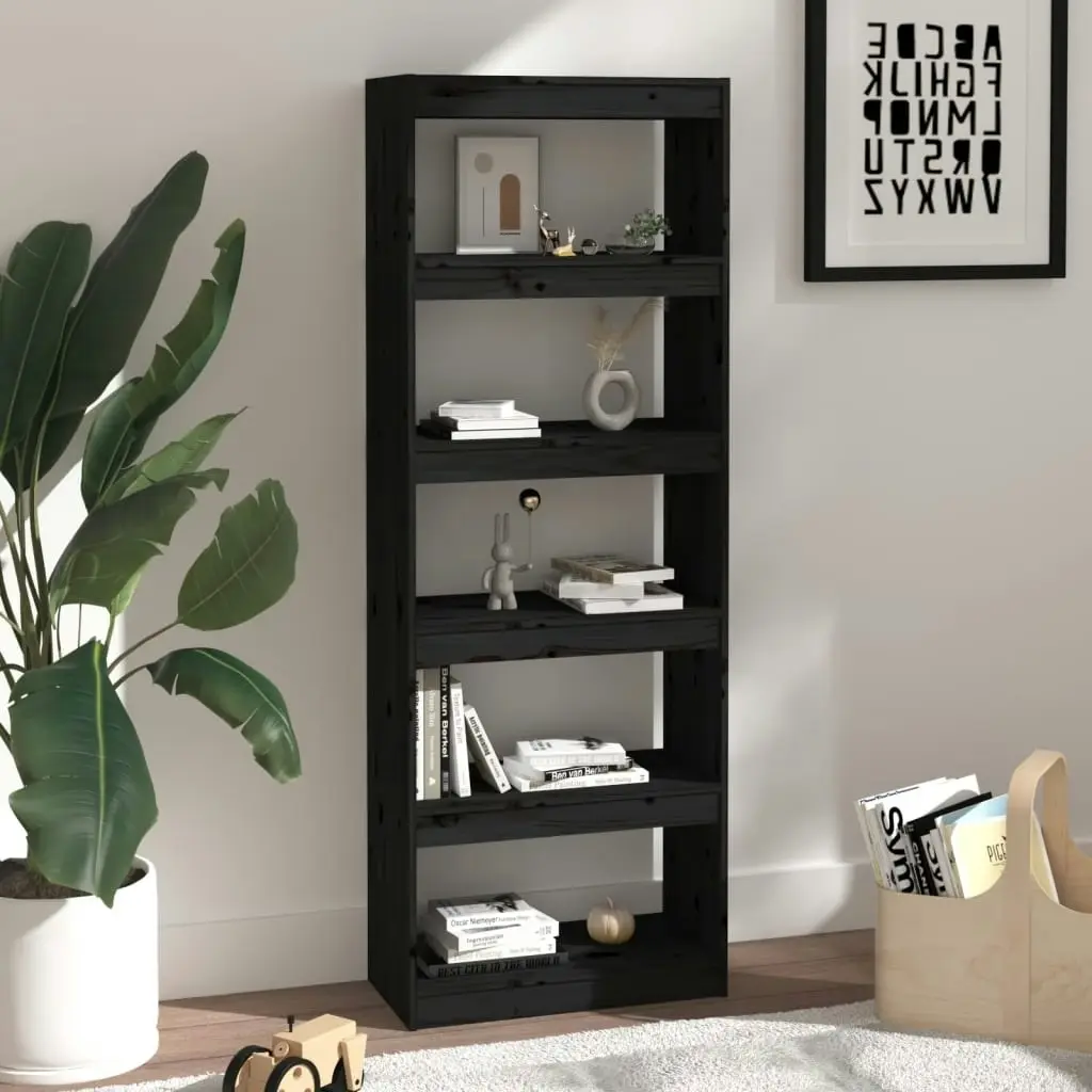 Book Cabinet/Room Divider Black 60x30x167.5 cm Solid Wood Pine 808177