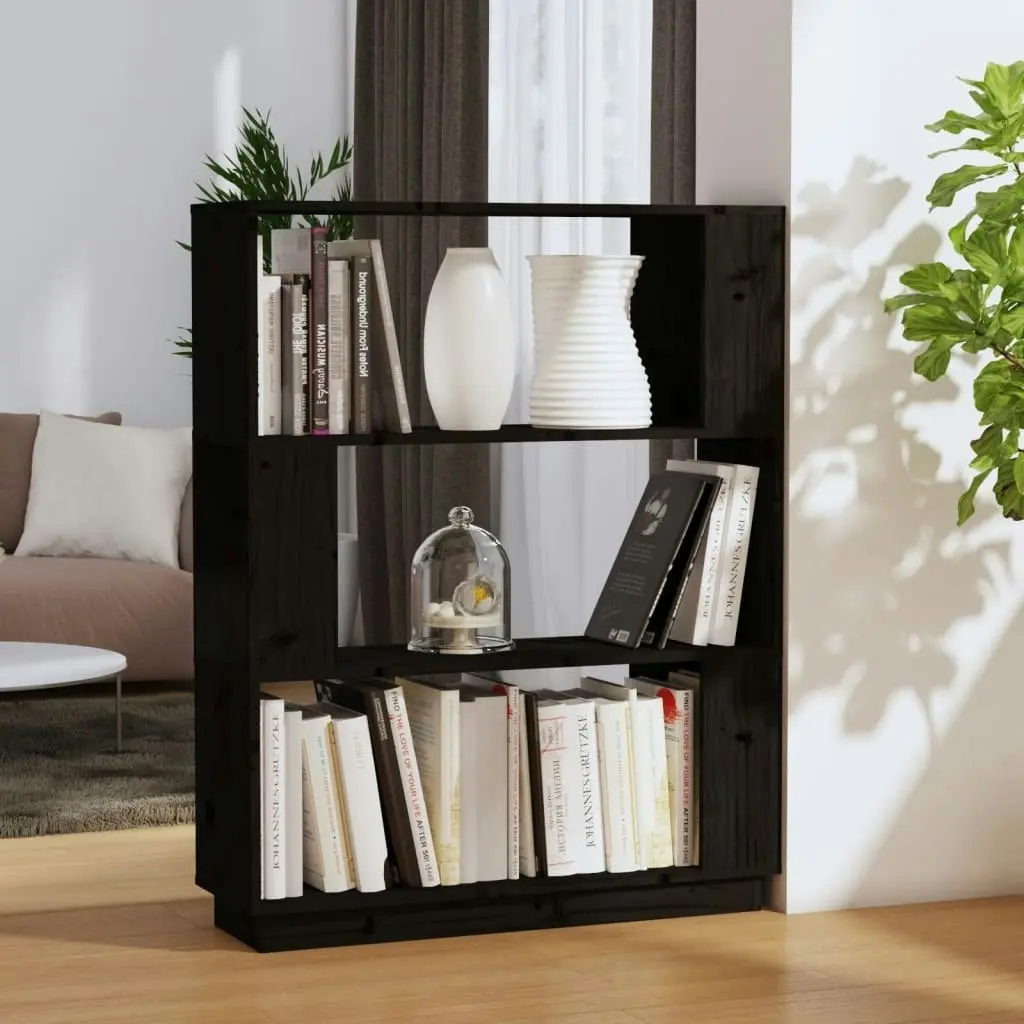 Book Cabinet/Room Divider Black 80x25x101 cm Solid Wood Pine 814058