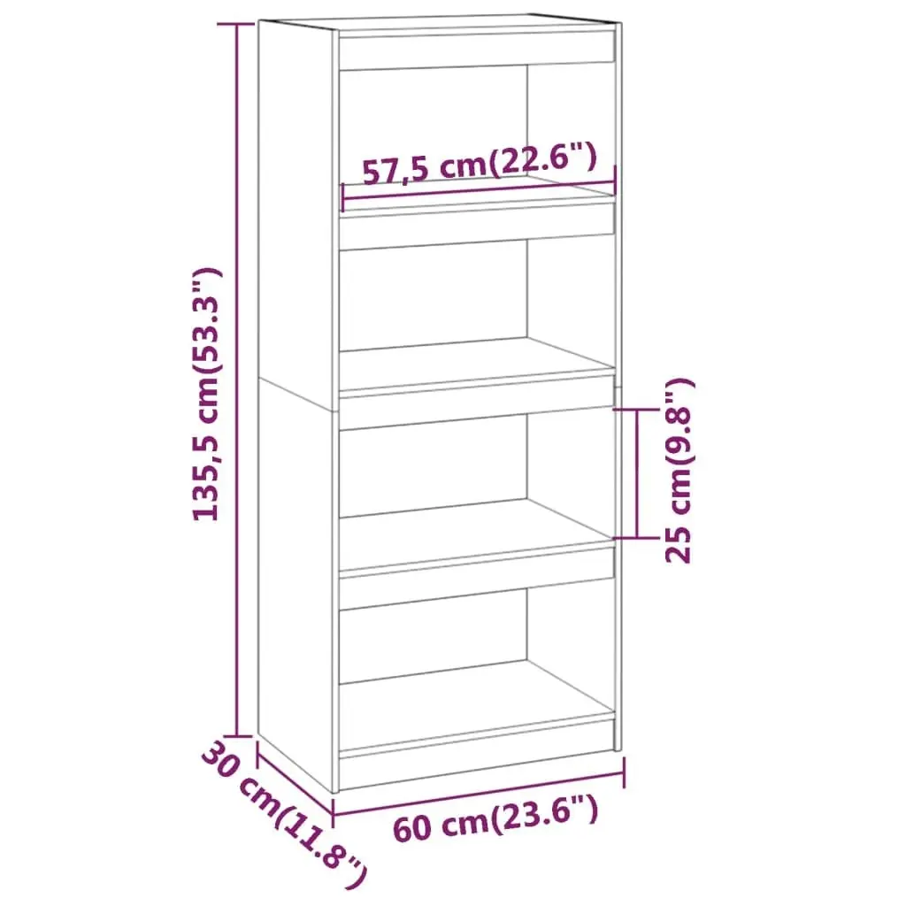 Book Cabinet/Room Divider Black 60x30x135.5 cm Solid Wood Pine 808172