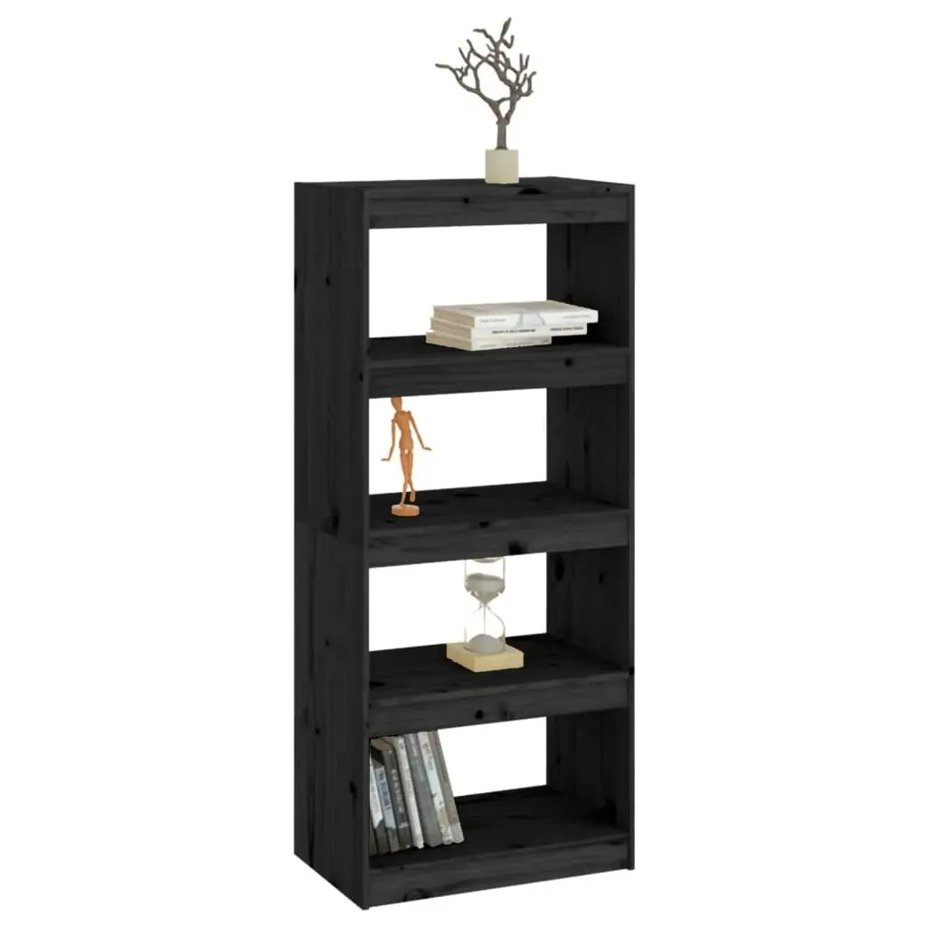 Book Cabinet/Room Divider Black 60x30x135.5 cm Solid Wood Pine 808172