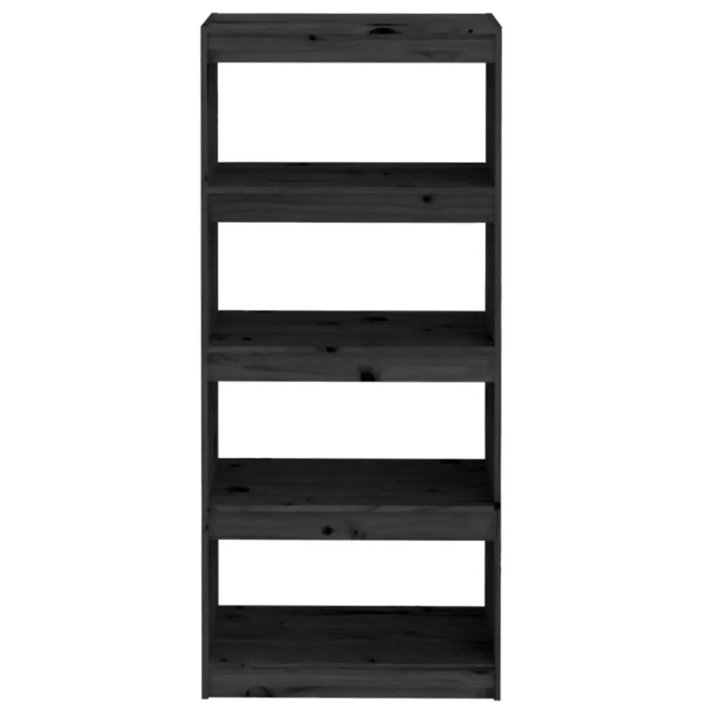 Book Cabinet/Room Divider Black 60x30x135.5 cm Solid Wood Pine 808172