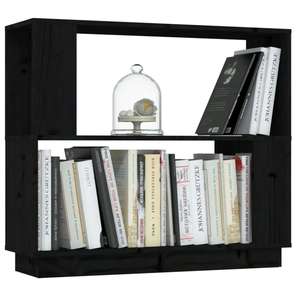 Book Cabinet/Room Divider Black 80x25x70 cm Solid Wood Pine 814053