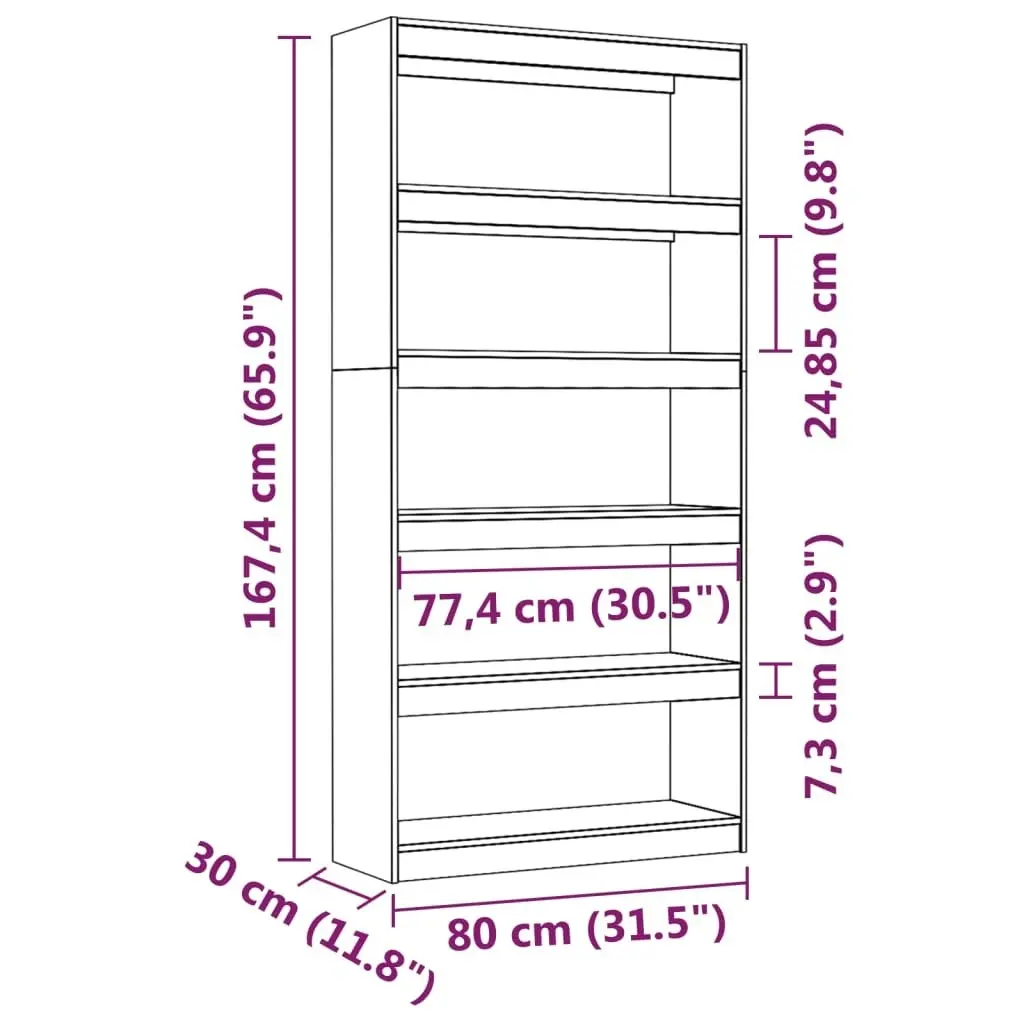 Book Cabinet/Room Divider Black 80x30x167.4 cm Solid Wood Pine 808202