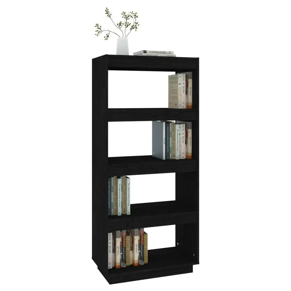 Book Cabinet/Room Divider Black 60x35x135 cm Solid Pinewood 810873