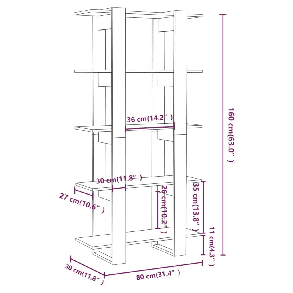 Book Cabinet/Room Divider Black 80x30x160 cm Engineered Wood 811566