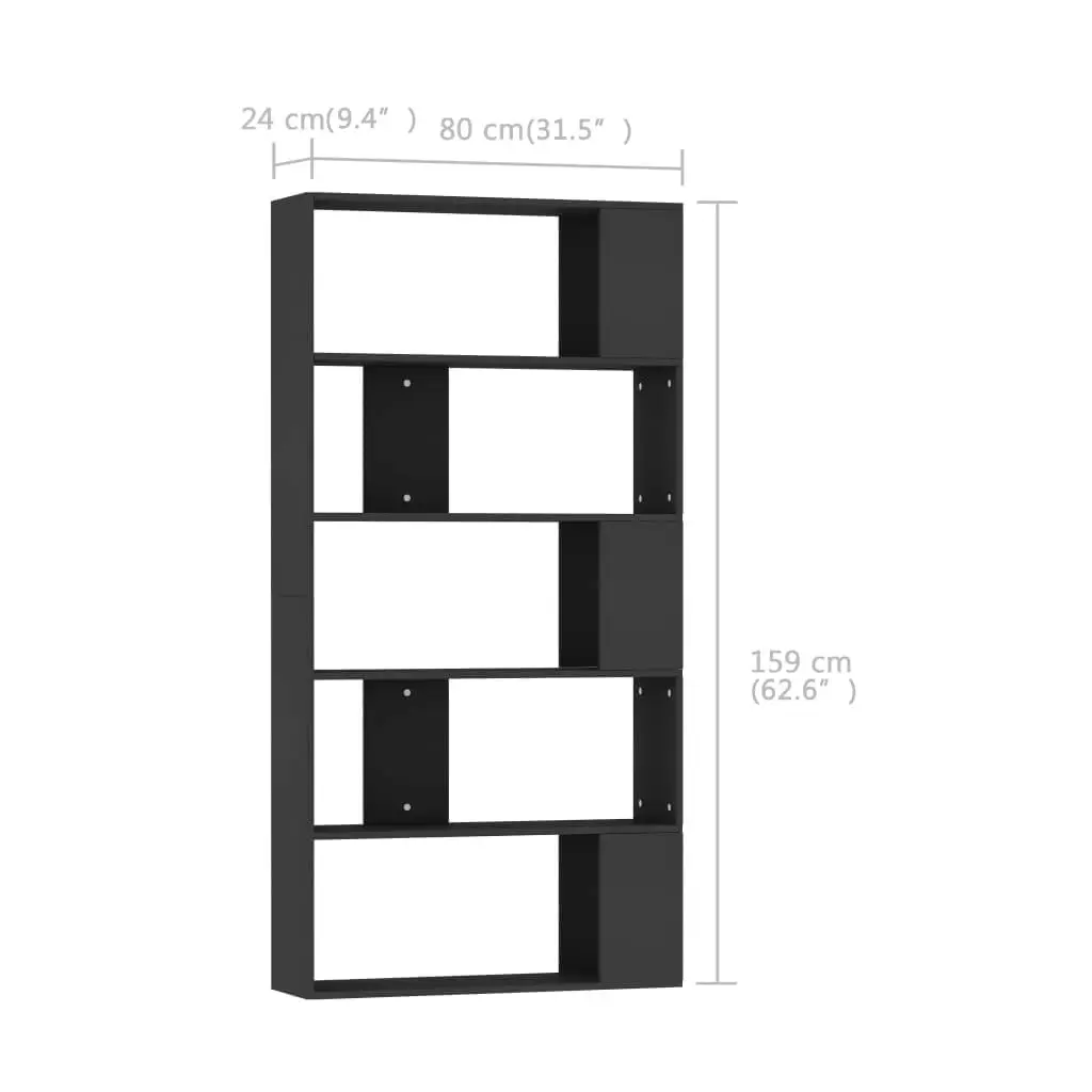 Book Cabinet/Room Divider Black 80x24x159 cm Engineered Wood 800100