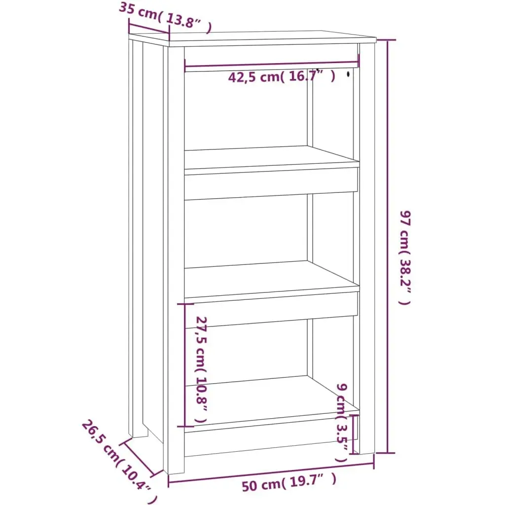 Book Cabinet 50x35x97 cm Solid Wood Pine 821704