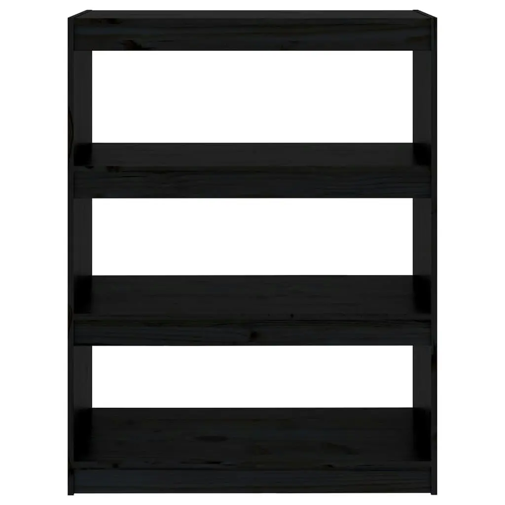 Book Cabinet/Room Divider Black 80x30x103.5 cm Solid Wood Pine 808192