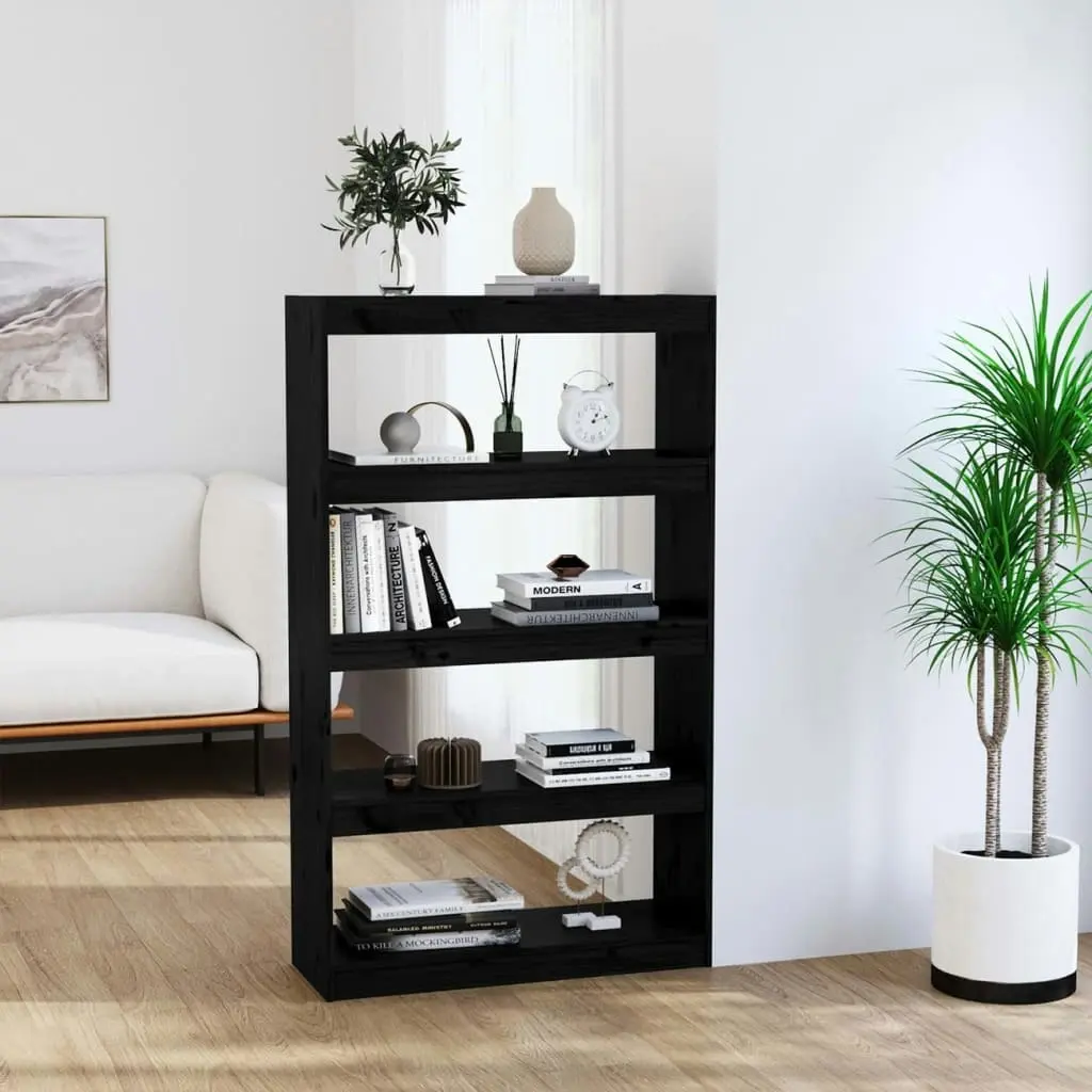 Book Cabinet/Room Divider Black 80x30x135.5 cm Solid Wood Pine 808197