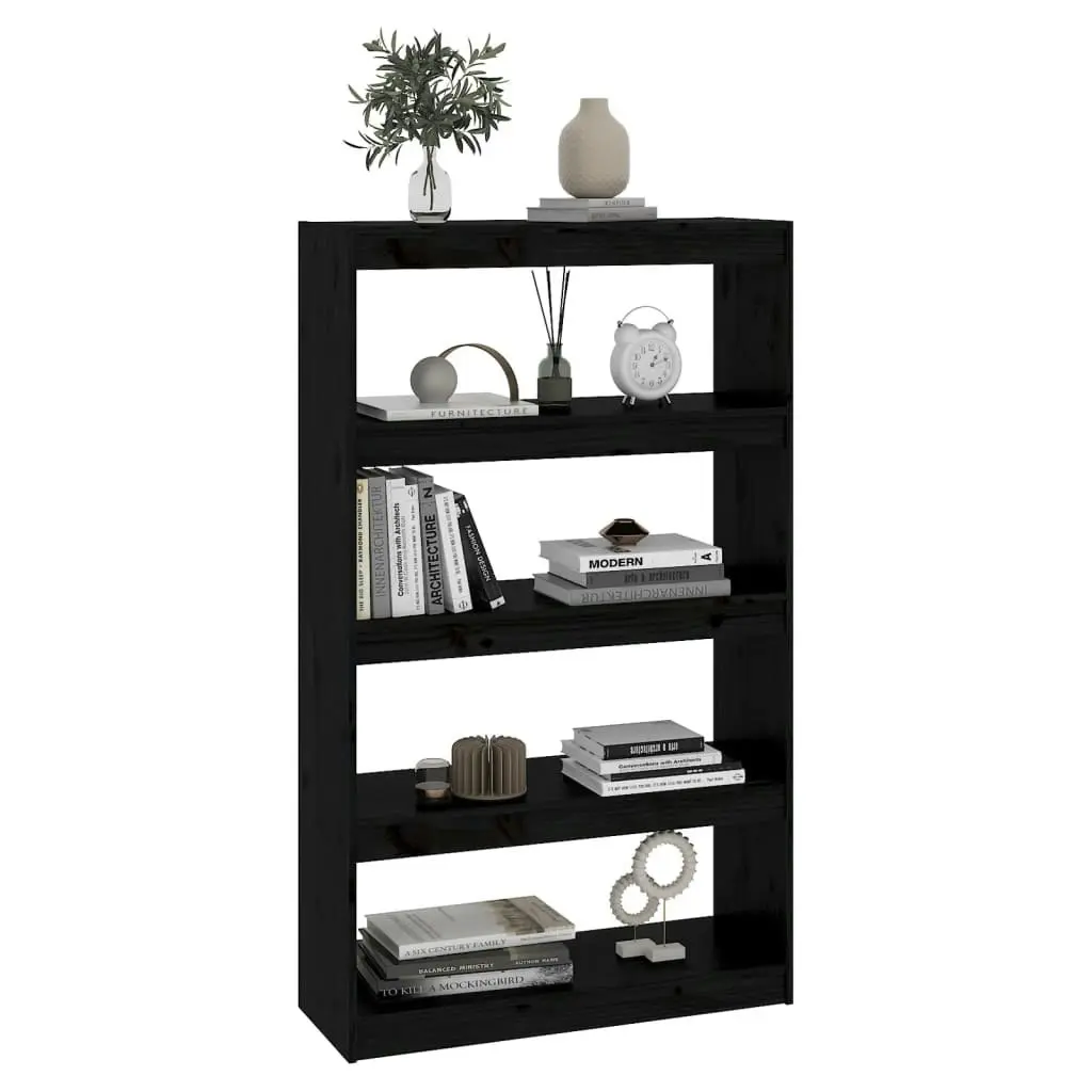 Book Cabinet/Room Divider Black 80x30x135.5 cm Solid Wood Pine 808197