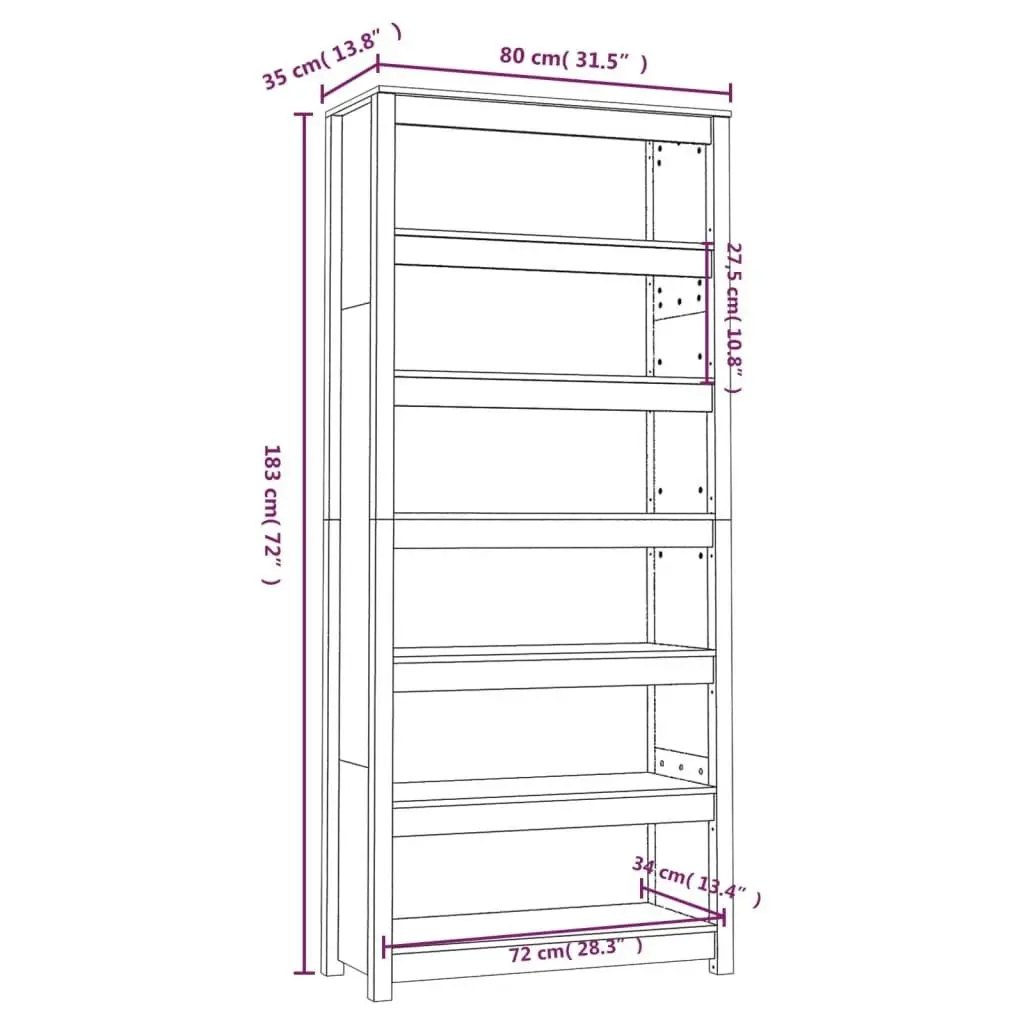 Book Cabinet 80x35x183 cm Solid Wood Pine 821694