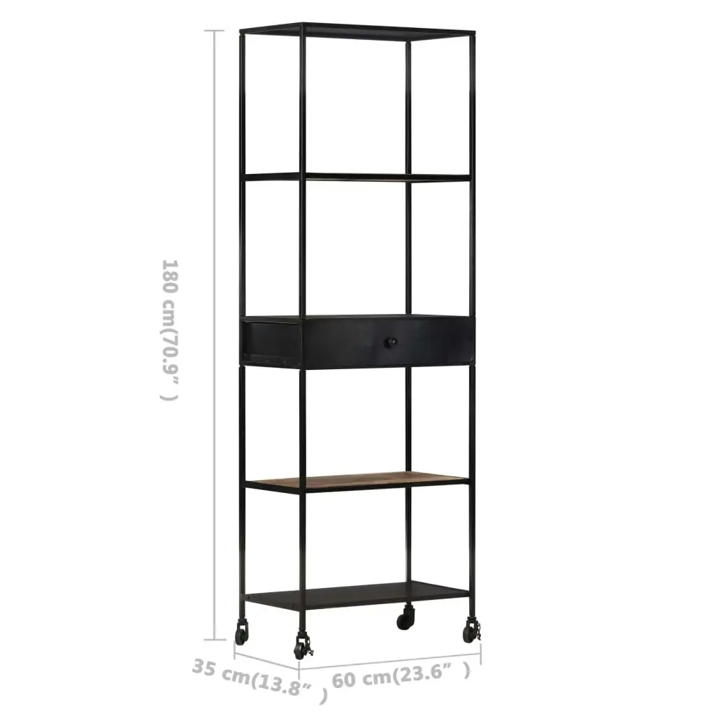 Book Cabinet 60x35x180 cm Rough Mango Wood & Iron 323735