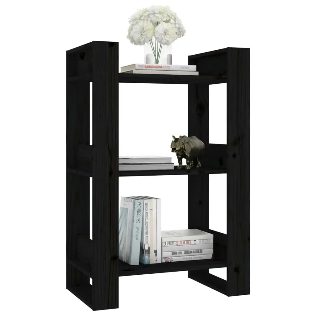 Book Cabinet/Room Divider Black 60x35x91 cm Solid Wood Pine 813883