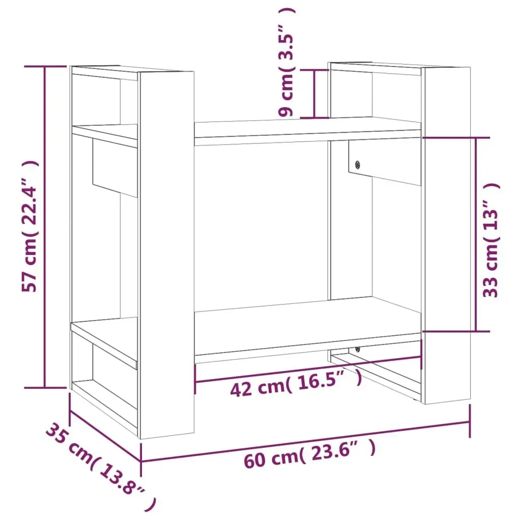 Book Cabinet/Room Divider Black 60x35x57 cm Solid Wood Pine 813878