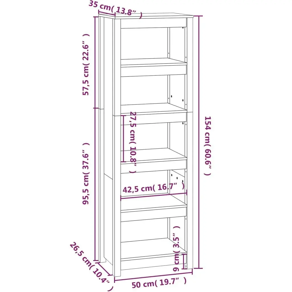 Book Cabinet 50x35x154 cm Solid Wood Pine 821714