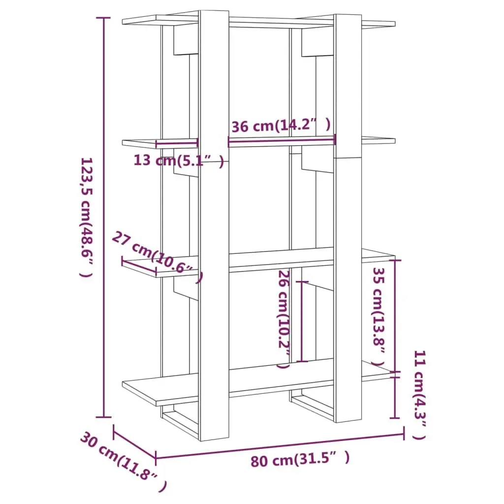 Book Cabinet/Room Divider Black 80x30x123.5 cm 811575