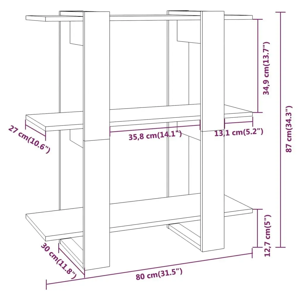 Book Cabinet/Room Divider Black 80x30x87 cm 811584