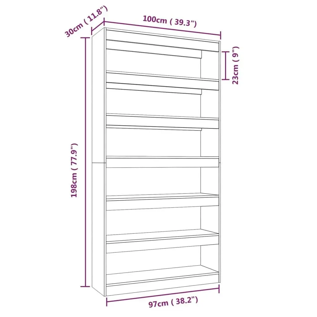 Book Cabinet/Room Divider Concrete Grey 100x30x198 cm Engineered wood 811776