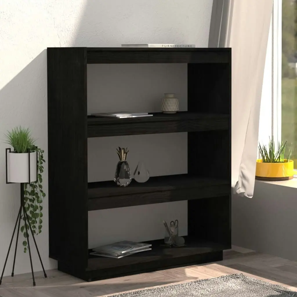 Book Cabinet/Room Divider Black 80x35x103 cm Solid Pinewood 810888