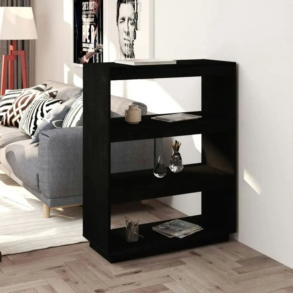 Book Cabinet/Room Divider Black 80x35x103 cm Solid Pinewood 810888