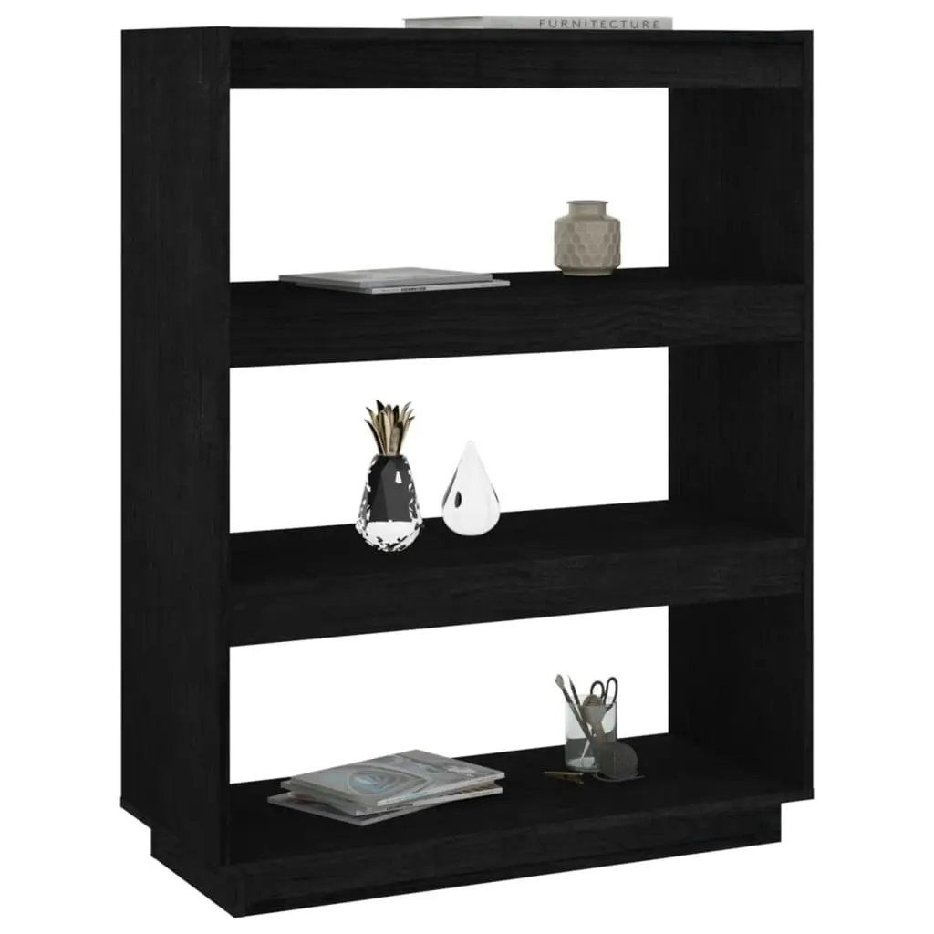 Book Cabinet/Room Divider Black 80x35x103 cm Solid Pinewood 810888