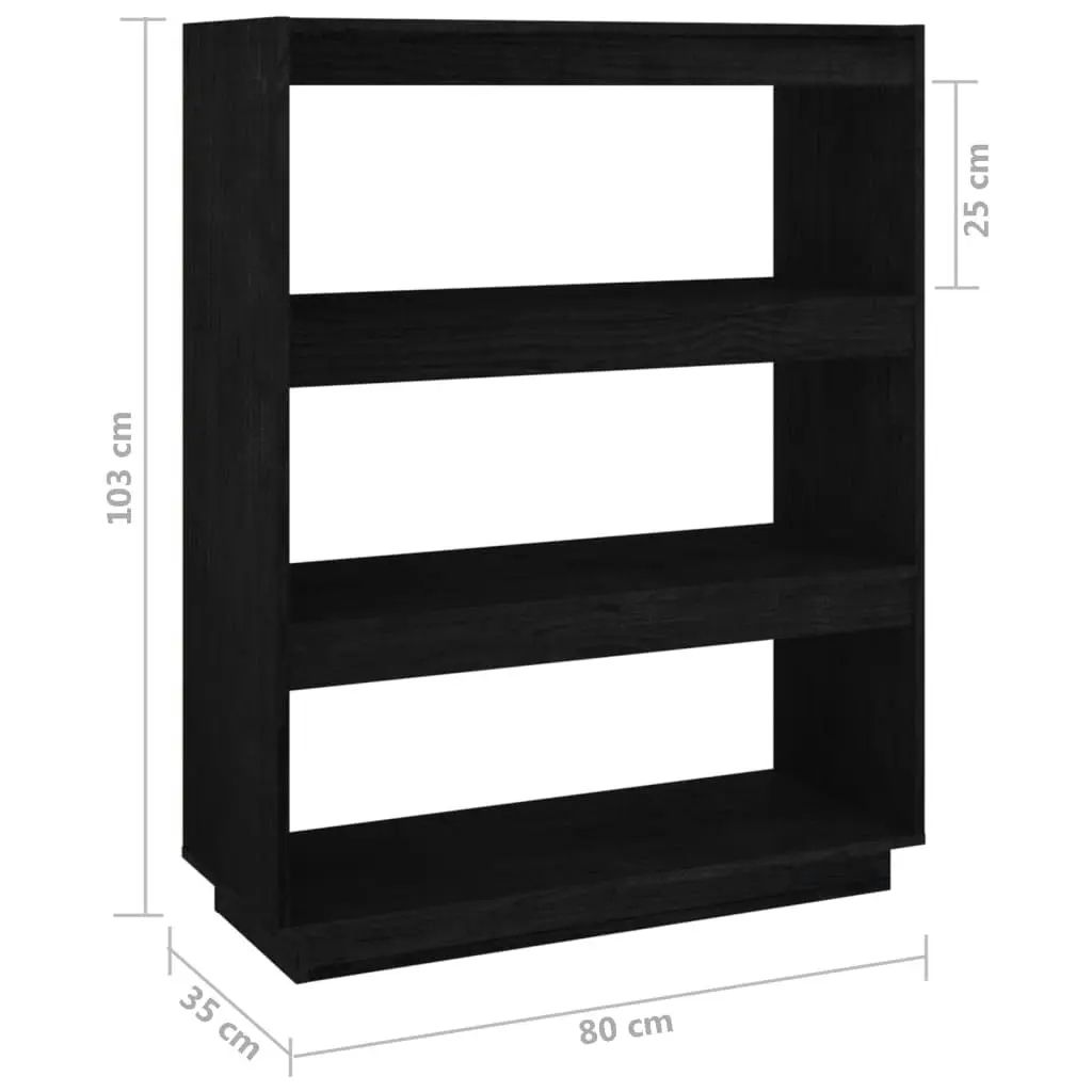 Book Cabinet/Room Divider Black 80x35x103 cm Solid Pinewood 810888