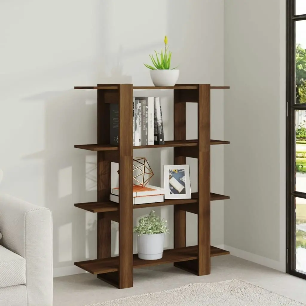 Book Cabinet/Room Divider Brown Oak 100x30x123.5 cm 813565