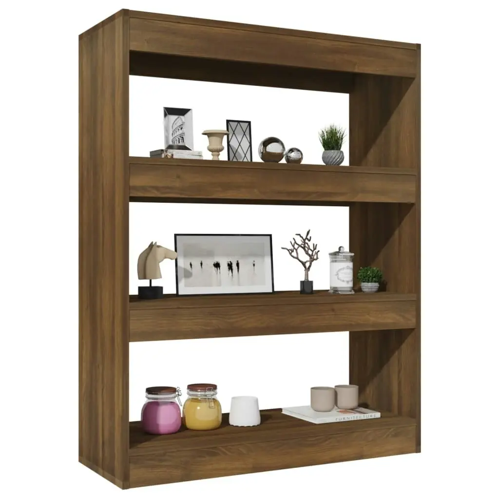 Book Cabinet/Room Divider Brown Oak 80x30x103 cm Engineered wood 813619