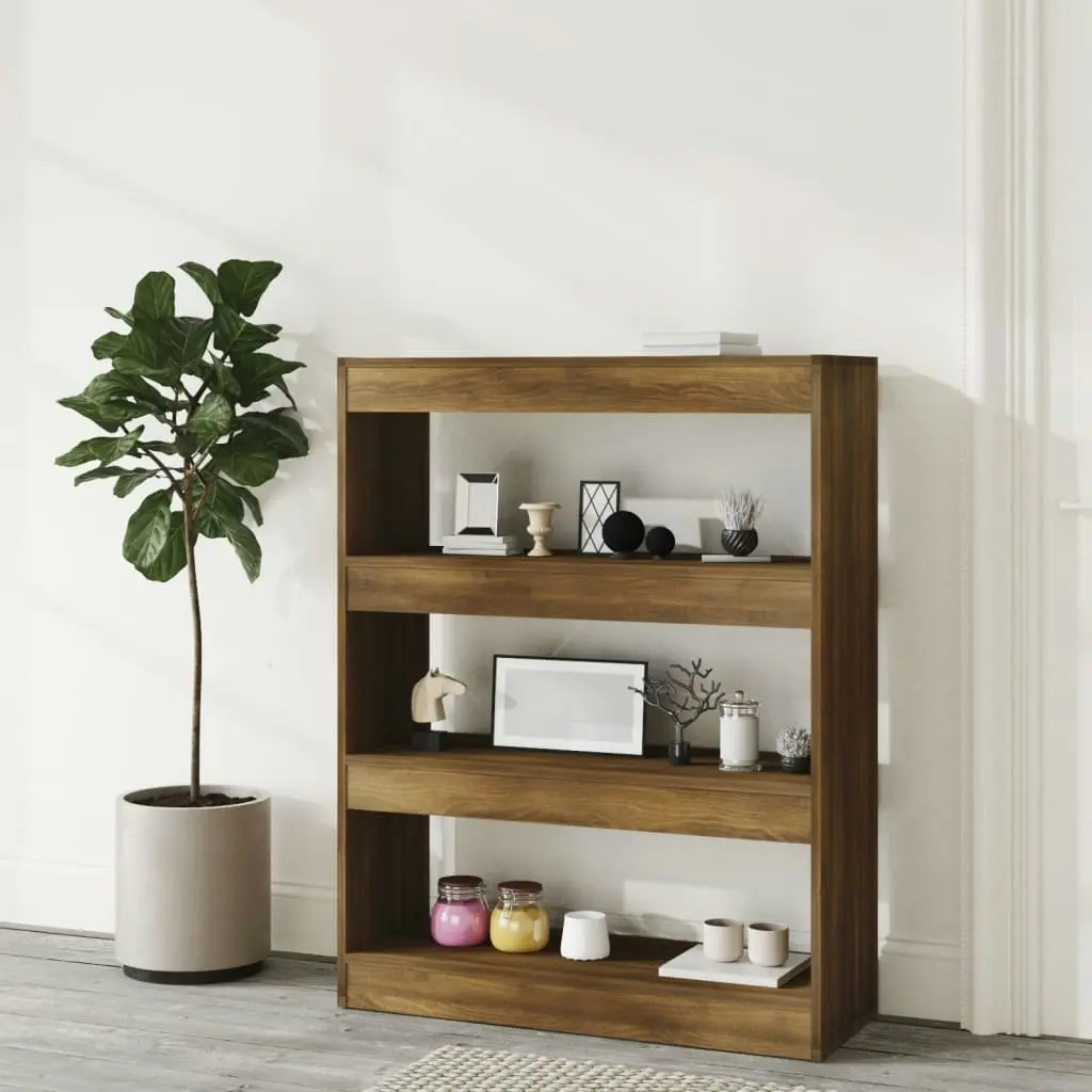 Book Cabinet/Room Divider Brown Oak 80x30x103 cm Engineered wood 813619