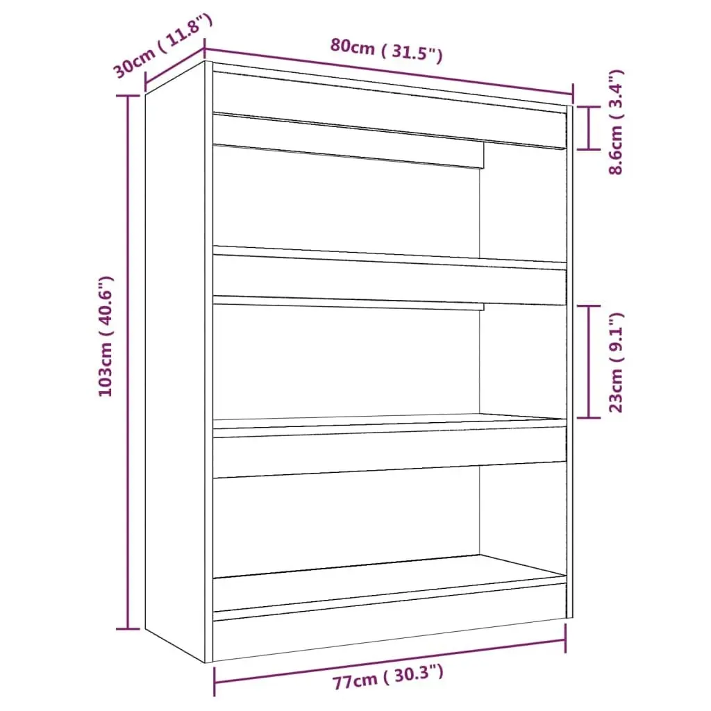 Book Cabinet/Room Divider Brown Oak 80x30x103 cm Engineered wood 813619