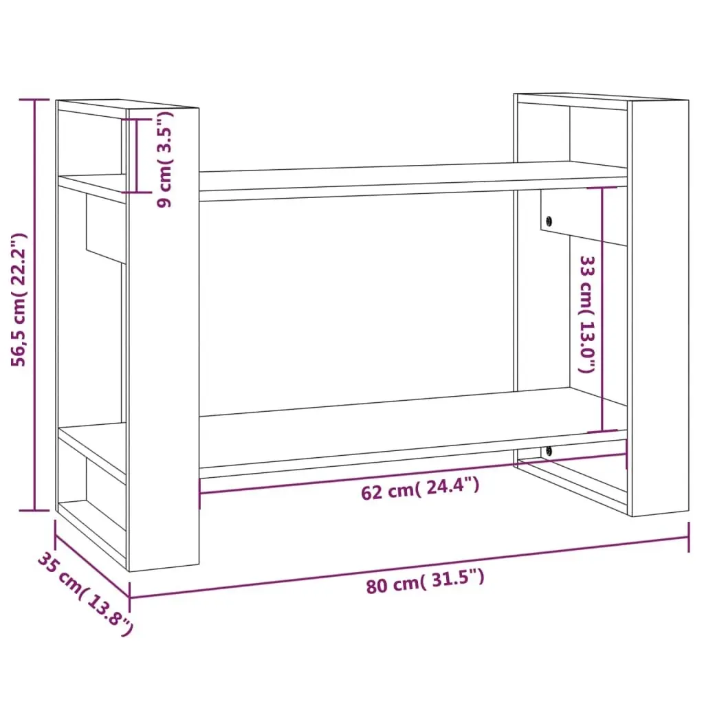 Book Cabinet/Room Divider Black 80x35x56.5 cm Solid Wood Pine 813898