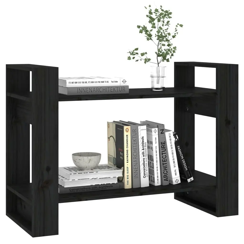 Book Cabinet/Room Divider Black 80x35x56.5 cm Solid Wood Pine 813898