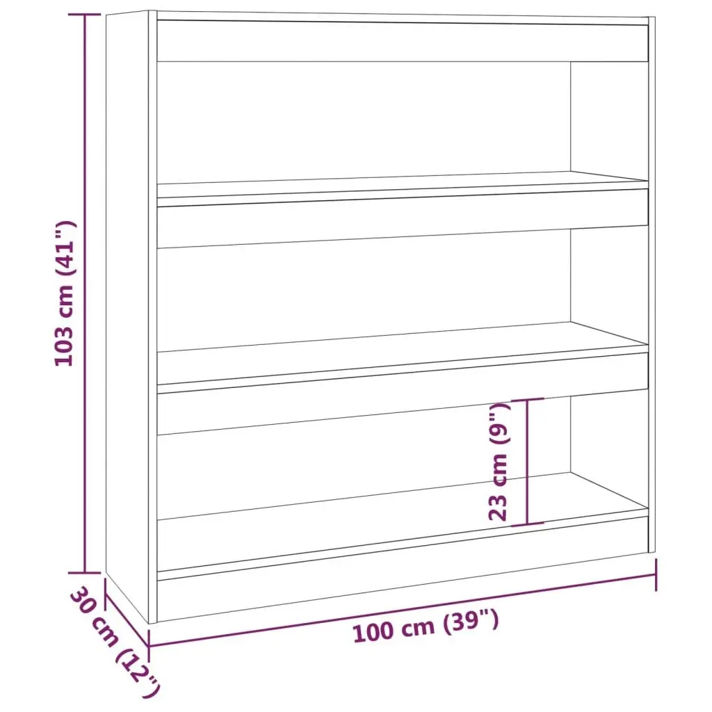 Book Cabinet/Room Divider Brown Oak 100x30x103 cm 813634