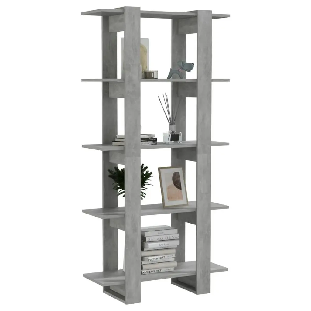 Book Cabinet/Room Divider Concrete Grey 80x30x160 cm Engineered Wood 811569