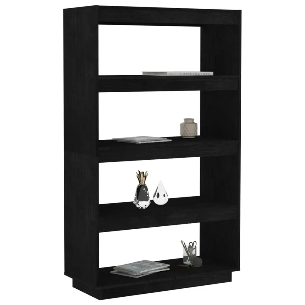 Book Cabinet/Room Divider Black 80x35x135 cm Solid Pinewood 810893