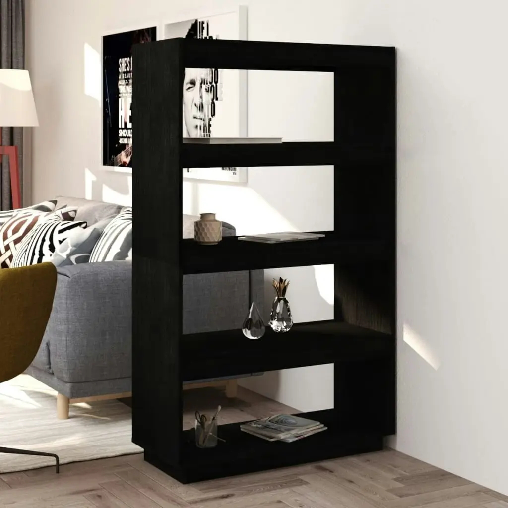 Book Cabinet/Room Divider Black 80x35x135 cm Solid Pinewood 810893