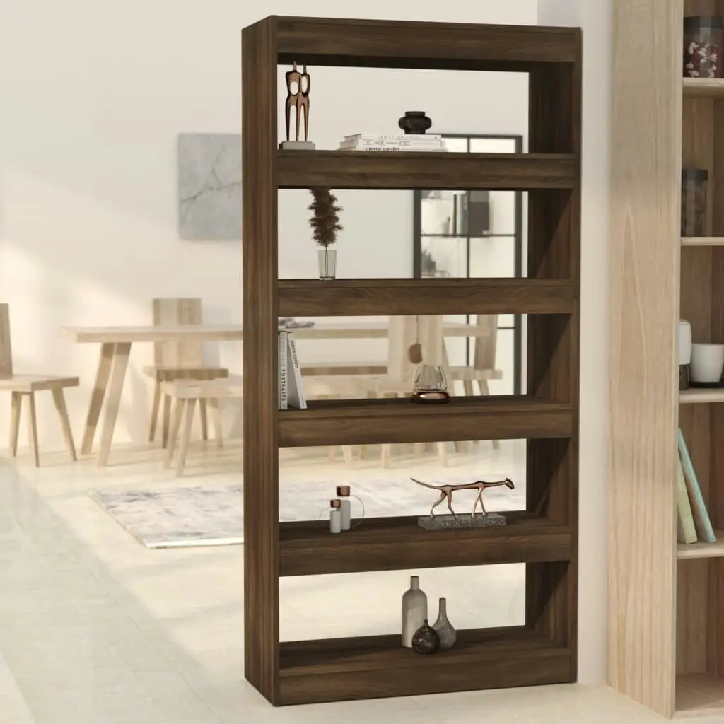 Book Cabinet/Room Divider Brown Oak 80x30x166 cm Engineered Wood 813625