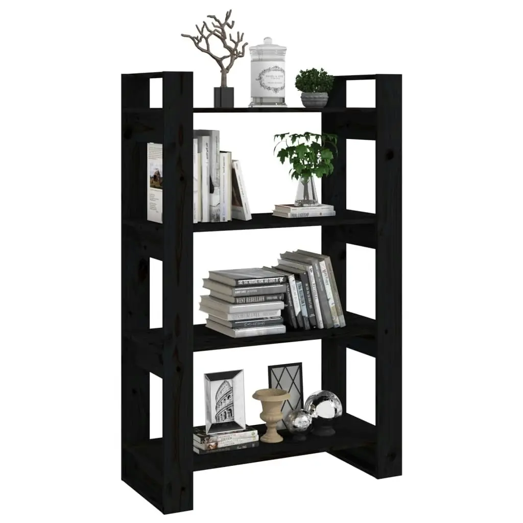 Book Cabinet/Room Divider Black 80x35x125 cm Solid Wood Pine 813908